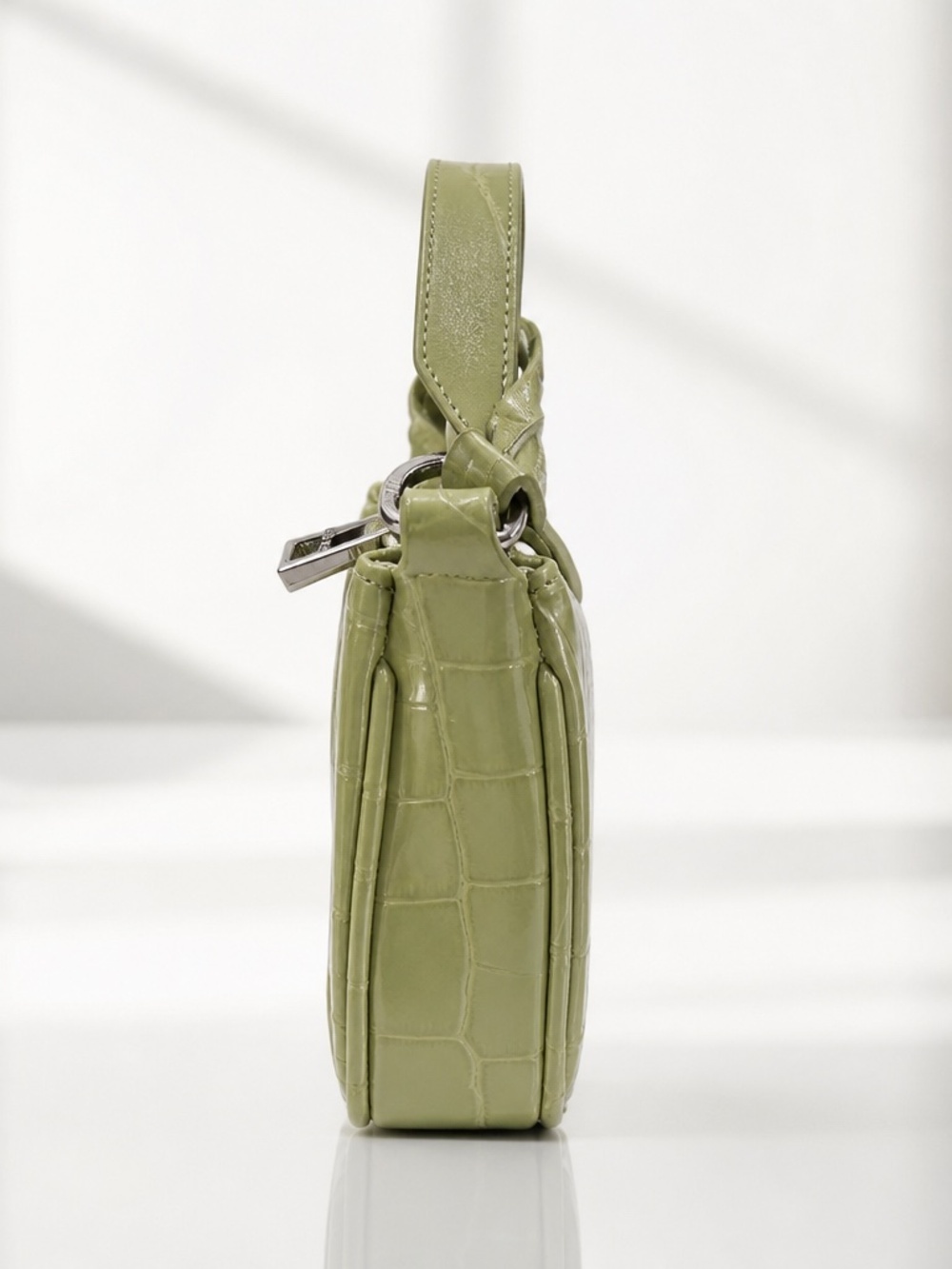 JW Pei Eva Croc Stamped Shoulder Handbag in Sage Green (NIB) - Picture 3 of 7